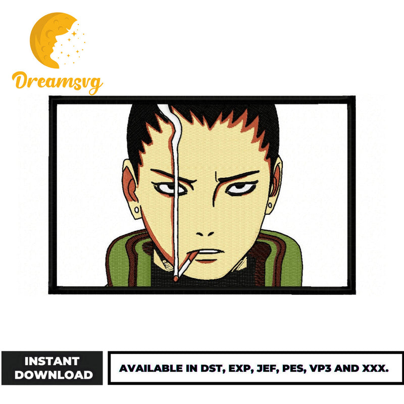 Shikamaru Smoking embroidery design