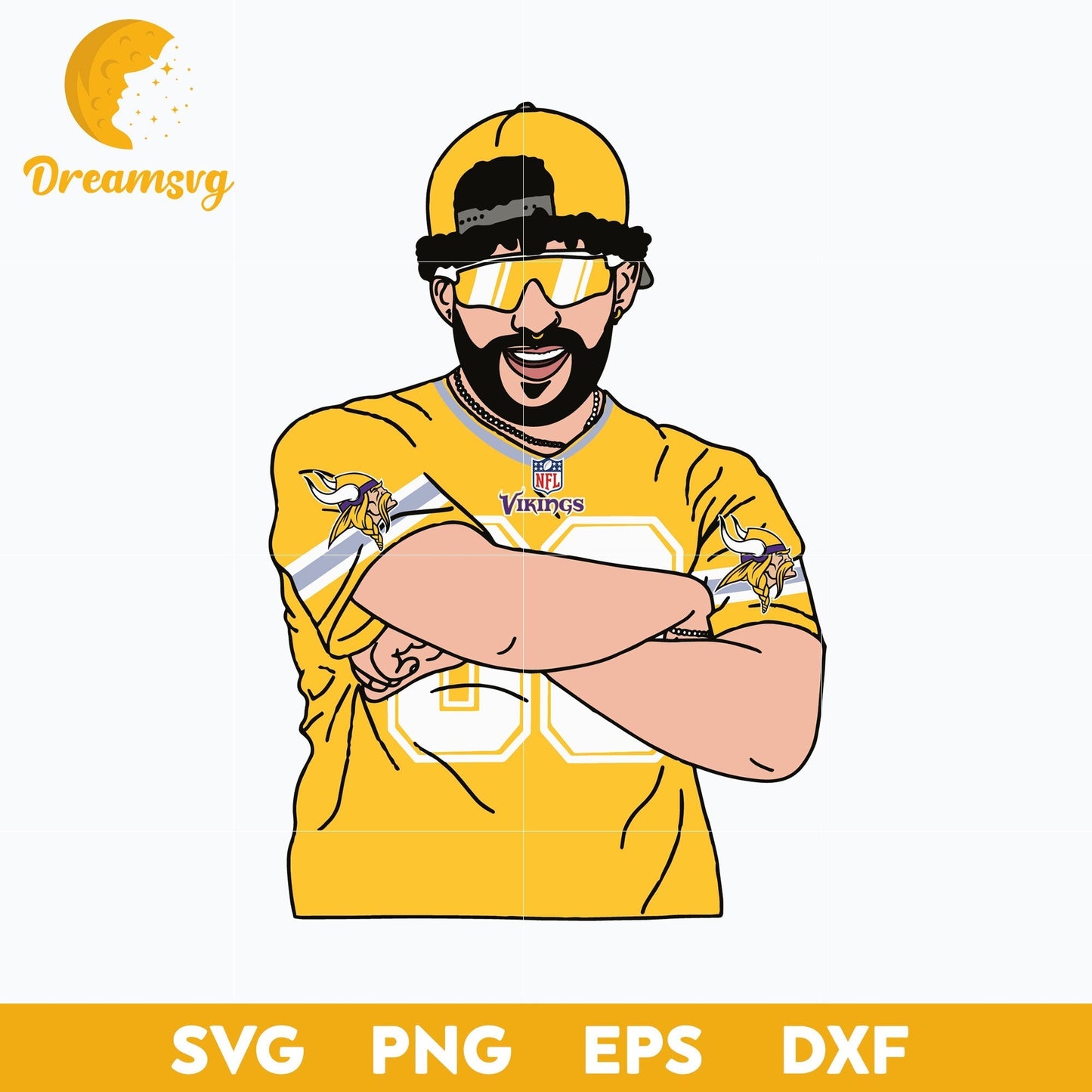 Bad Bunny Minnesota Vikings SVG, Minnesota Vikings NFL SVG, PNG DXF EPS Digital File