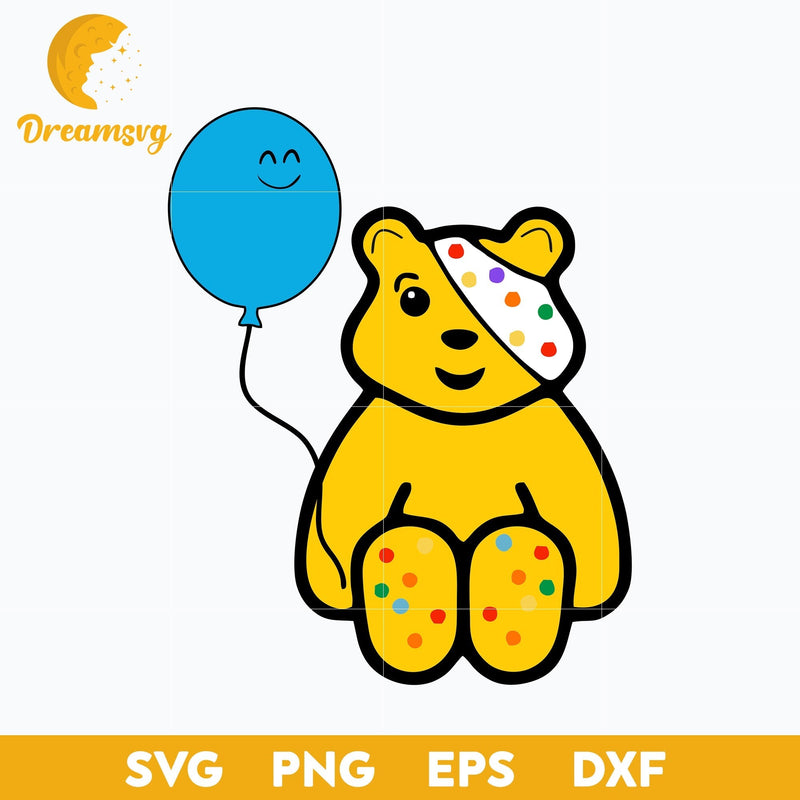 Pudsey Bear Red Nose Day Balloon SVG, Children In Need SVG