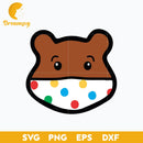 Pudsey Bear Brown Face Mask SVG, Red Nose Day SVG, Cartoon SVG