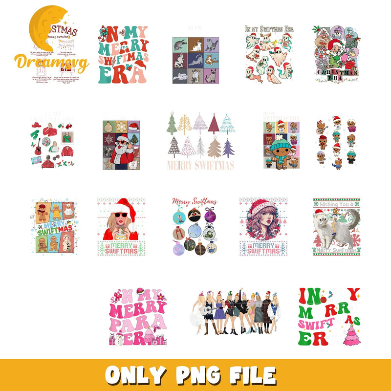 Merry swiftmas design bundle png, taylor swift christmas png, taylor swift png