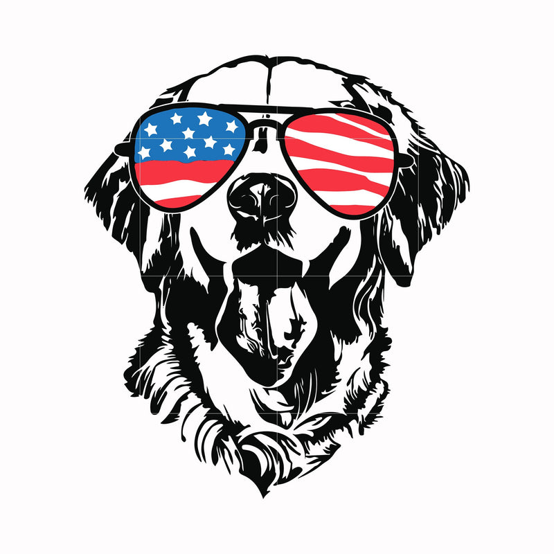 golden retriever america svg, png, dxf, eps, digital file JULY0061