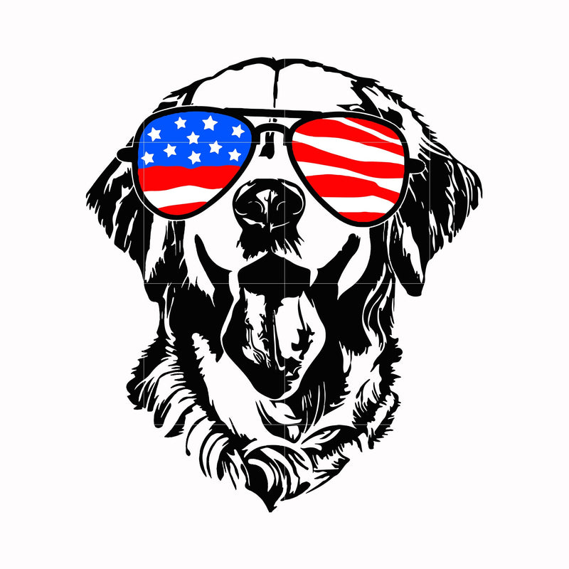 golden retriever america svg, png, dxf, eps, digital file JULY0068