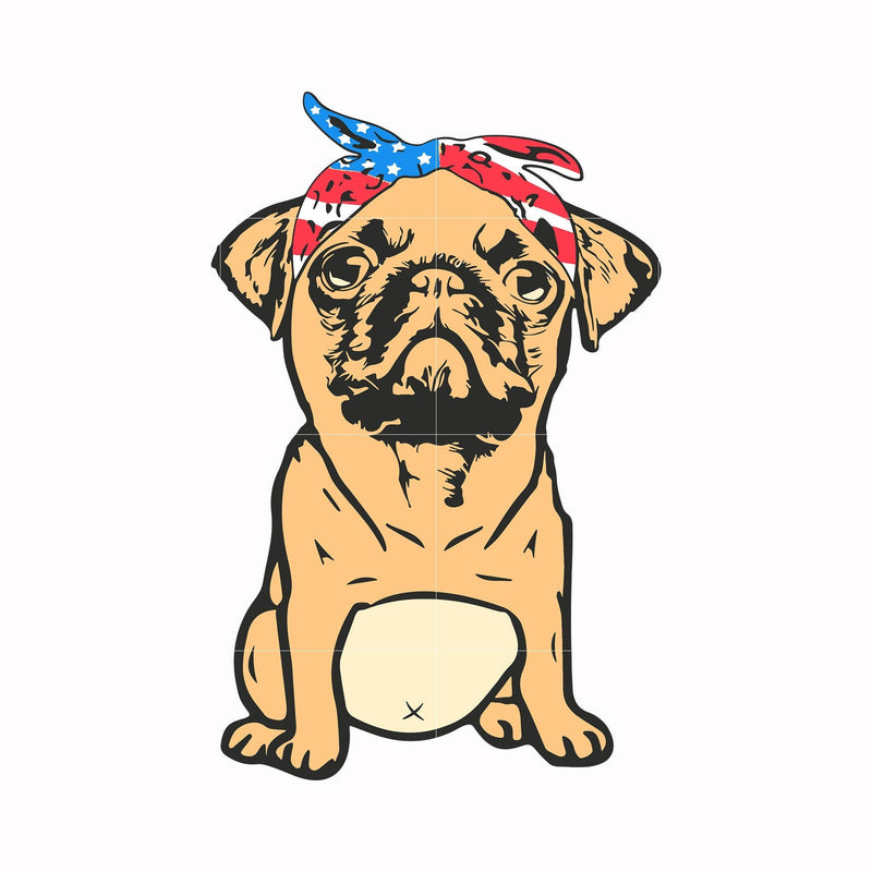 pug america svg, png, dxf, eps, digital file JULY0071