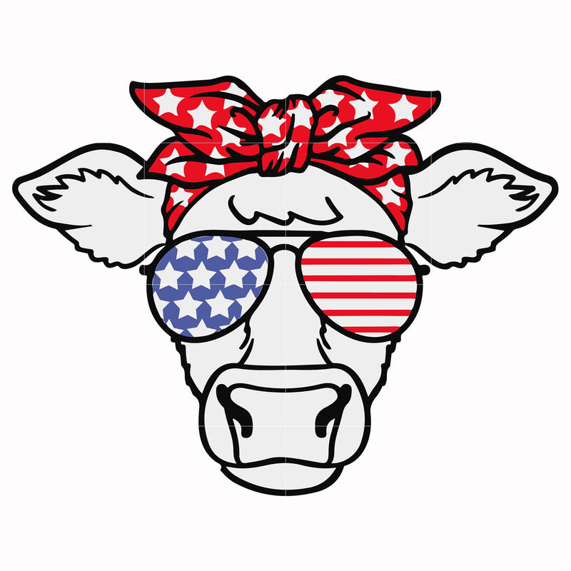 cow america svg, png, dxf, eps, digital file JULY0004