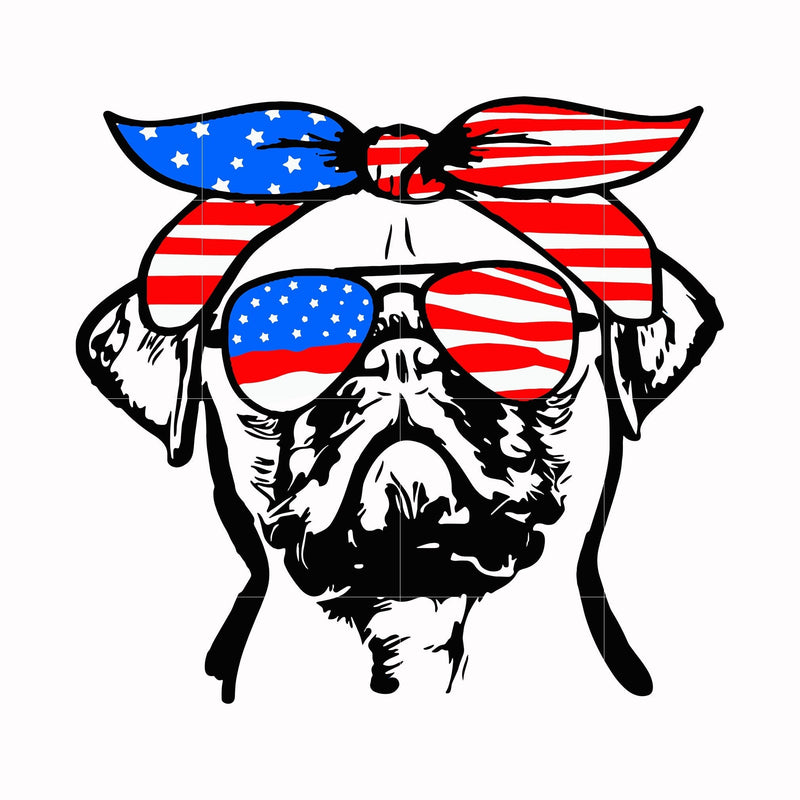 pug america 73 svg, png, dxf, eps, digital file JULY0073