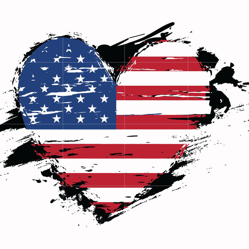 heart american svg, png, dxf, eps, digital file JULY0050