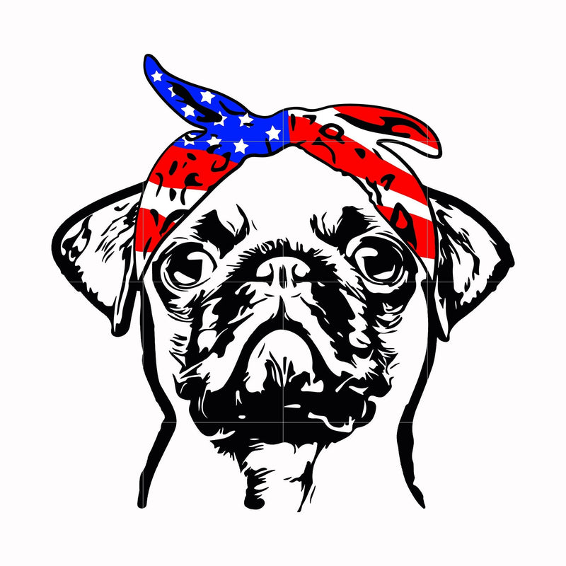 pug america svg, png, dxf, eps, digital file JULY0070