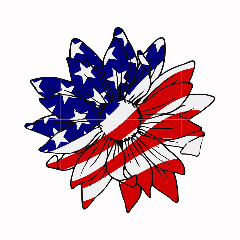 flower america svg, png, dxf, eps, digital file JULY0014