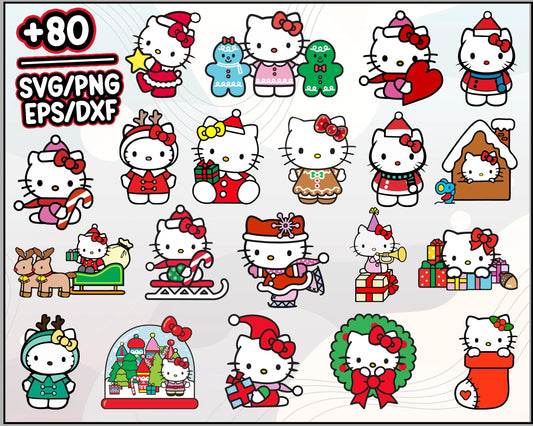 Hello Kitty Christmas SVG, Cartoon Christmas SVG, Christmas SVG.