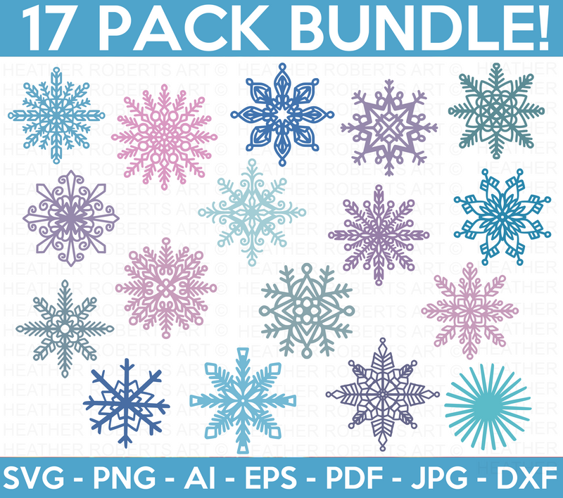 Snowflakes Colored SVG Bundle