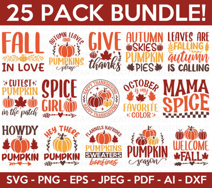 Autumn SVG Bundle, Autumn Cliparts for Cricut / Silhouette