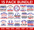 Baseball SVG Bundle, 15 Cliparts for Cricut / Silhouette