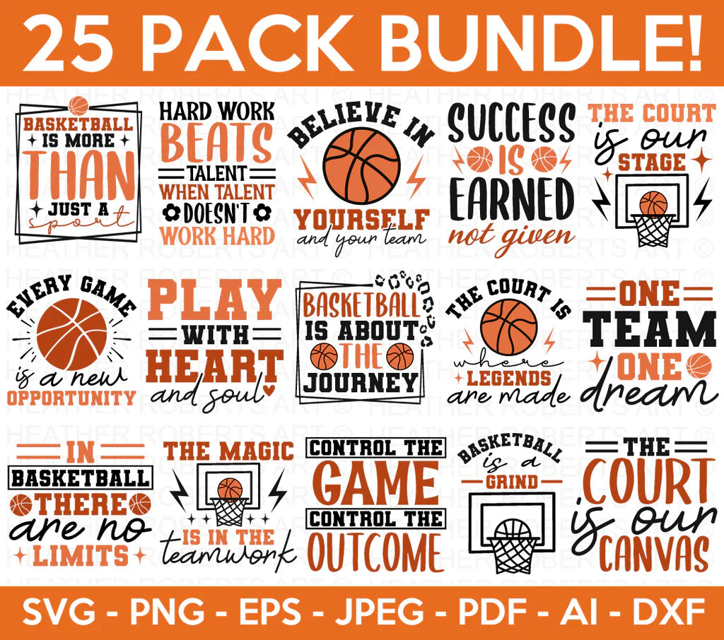 Basketball SVG Bundle, 25 Clipart for Cricut & Silhouette