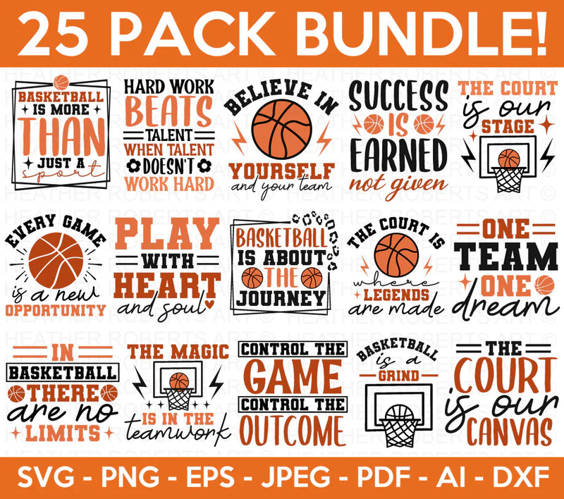 Basketball SVG Bundle, 25 Clipart for Cricut & Silhouette
