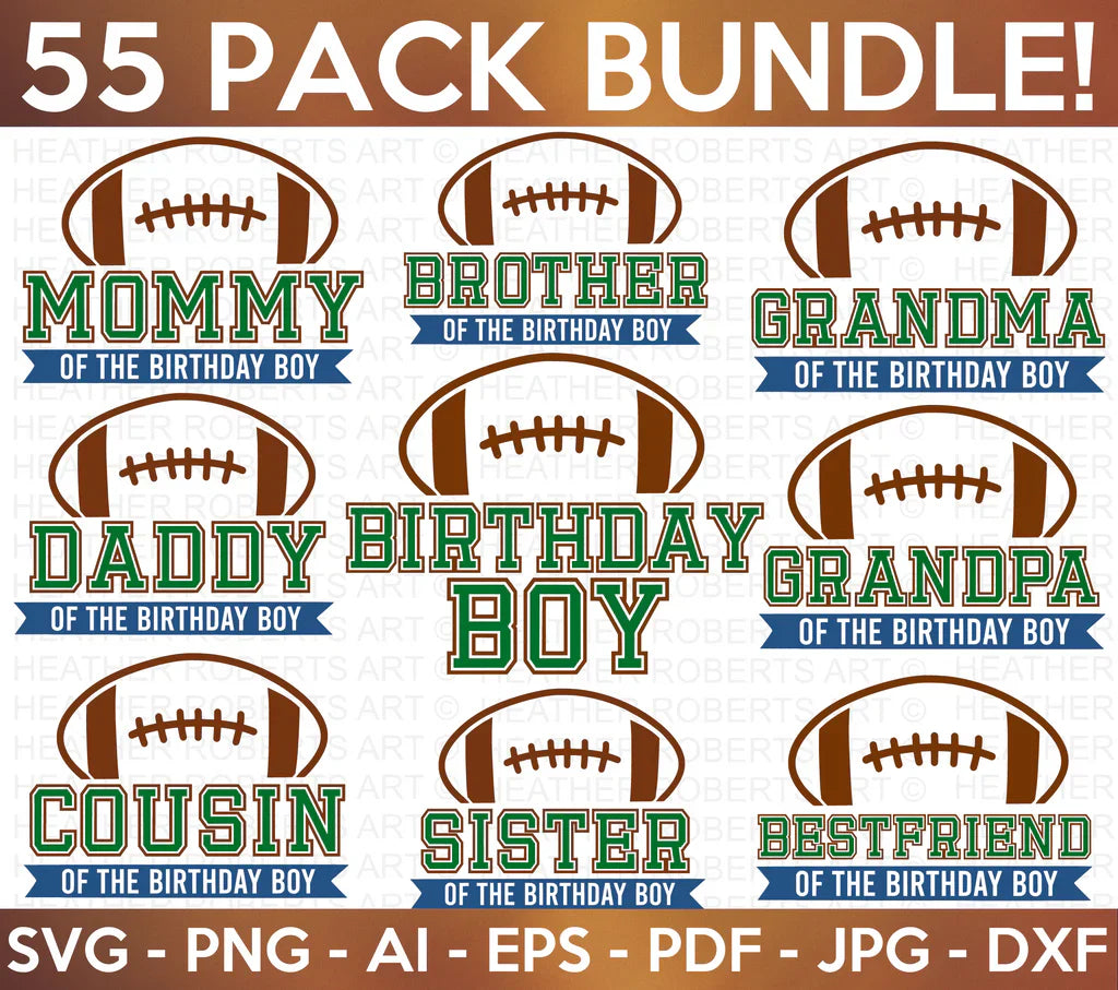 Football Birthday SVG Bundle, Cliparts for Cricut / Silhouette