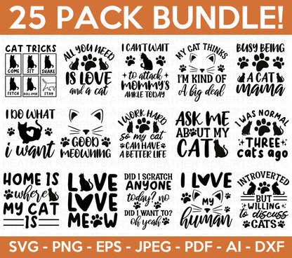 Cat Quotes Svg Bundle, Cat Quotes Clipart for Cricut / Silhouette