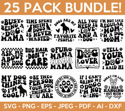 Retro Dog Quotes SVG Bundle, Cliparts for Cricut / Silhouette