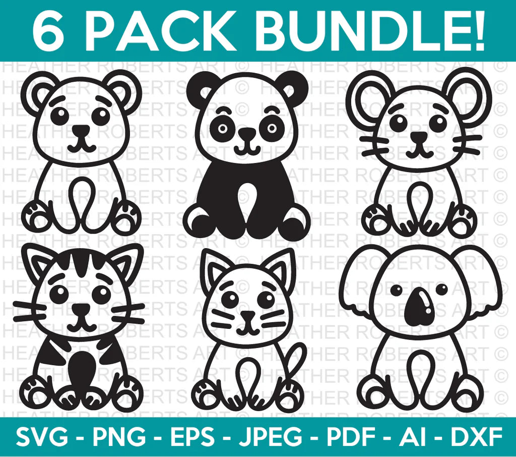 Animal Mini Clipart Bundle, Animal Mini SVG Cut Files for Cricut / Silhouette