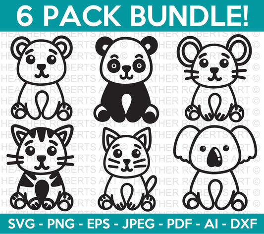Animal Mini Clipart Bundle, Animal Mini SVG Cut Files for Cricut / Silhouette