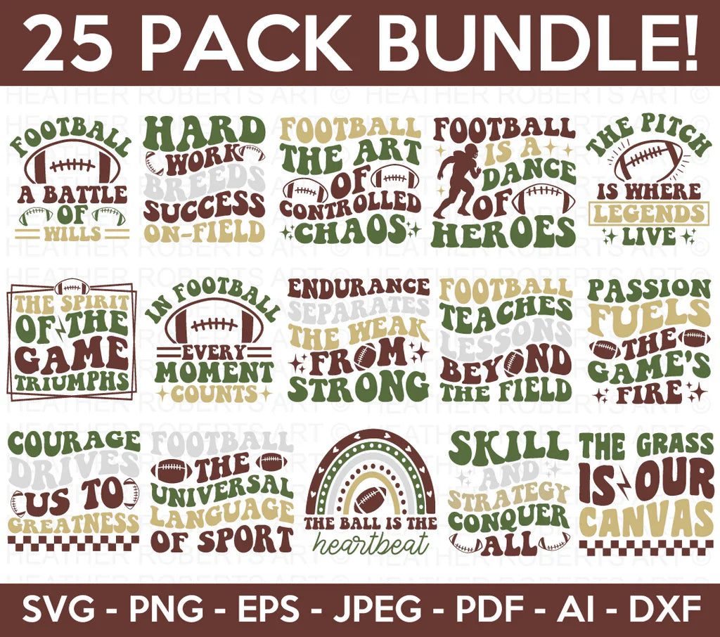 Retro Football SVG Bundle, Cliparts for Cricut / Silhouette