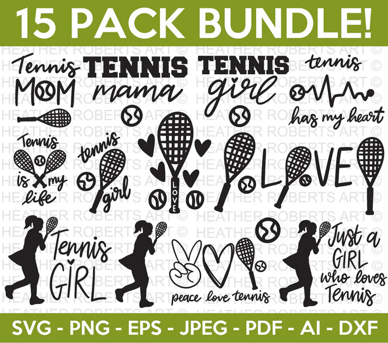 Tennis SVG Bundle, Tennis Cliparts for Cricut / Silhouette