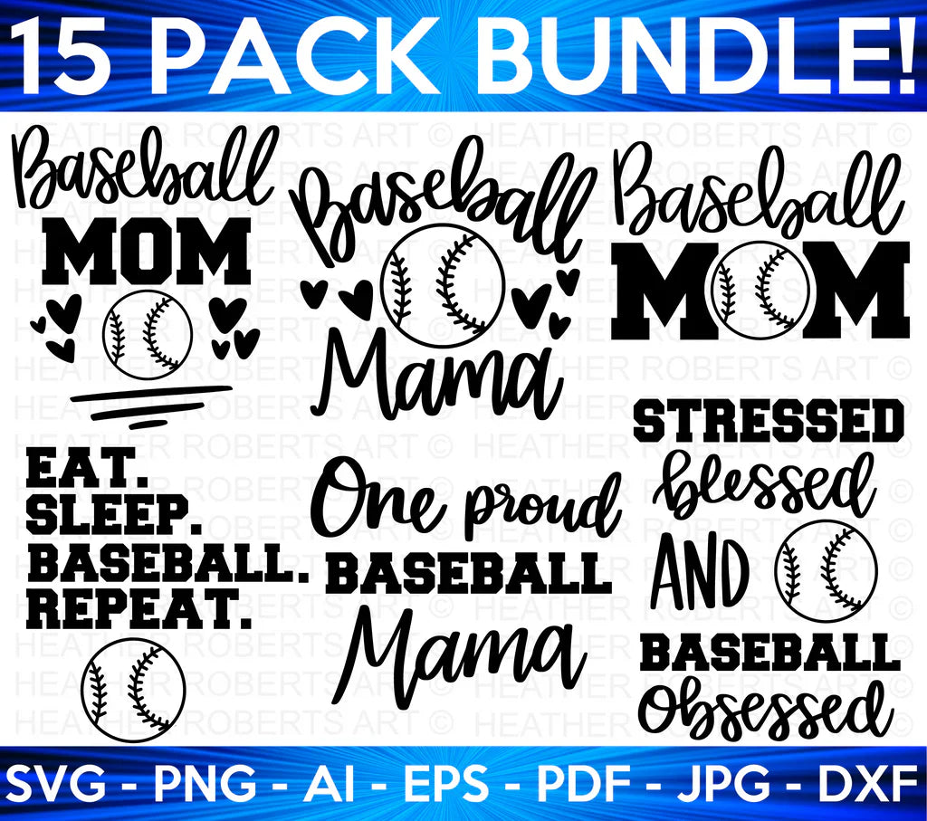 Baseball Mom SVG Bundle, Cliparts for Cricut / Silhouette
