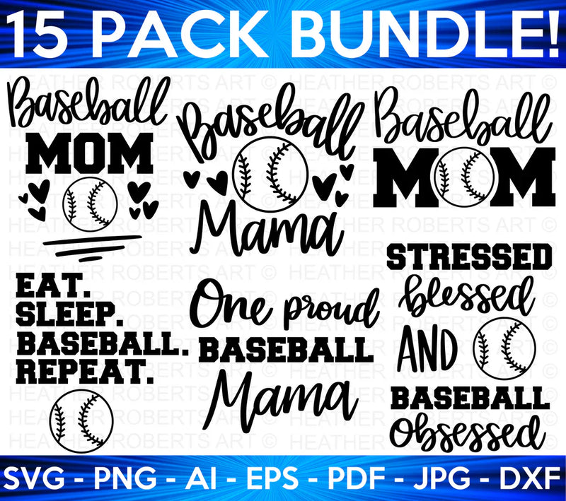 Baseball Mom SVG Bundle, Cliparts for Cricut / Silhouette