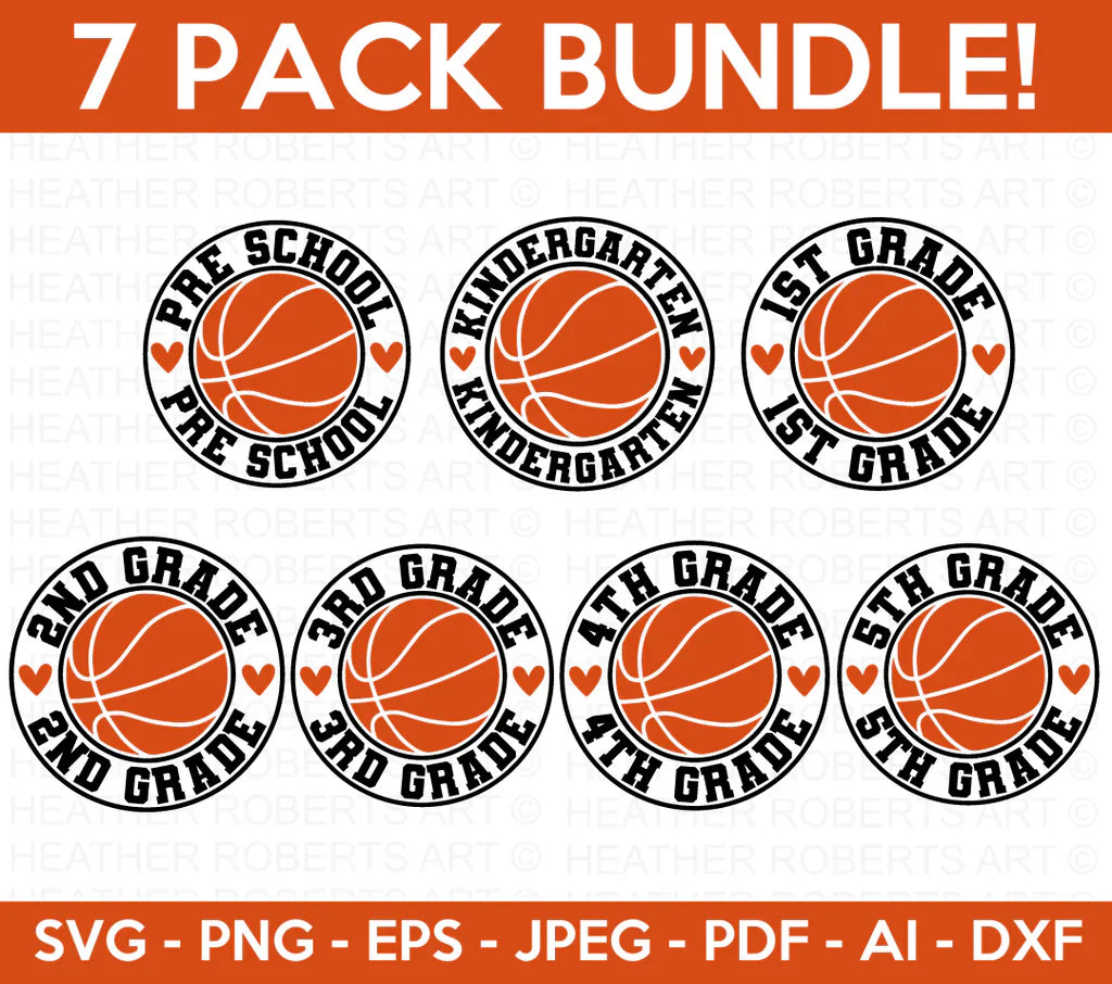 Basketball Back to School SVG Bundle, Cliparts for Cricut / Silhouette
