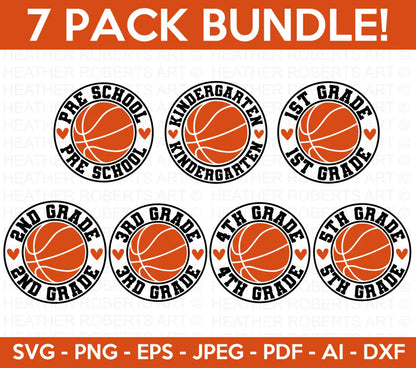 Basketball Back to School SVG Bundle, Cliparts for Cricut / Silhouette