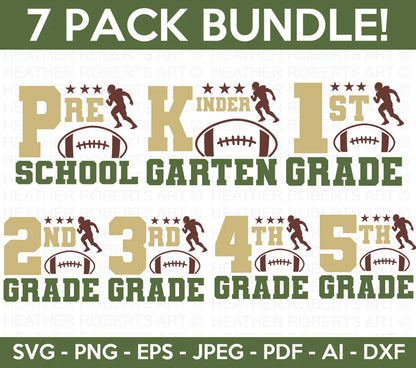 Football Back to School SVG Bundle, Cliparts for Cricut / Silhouette