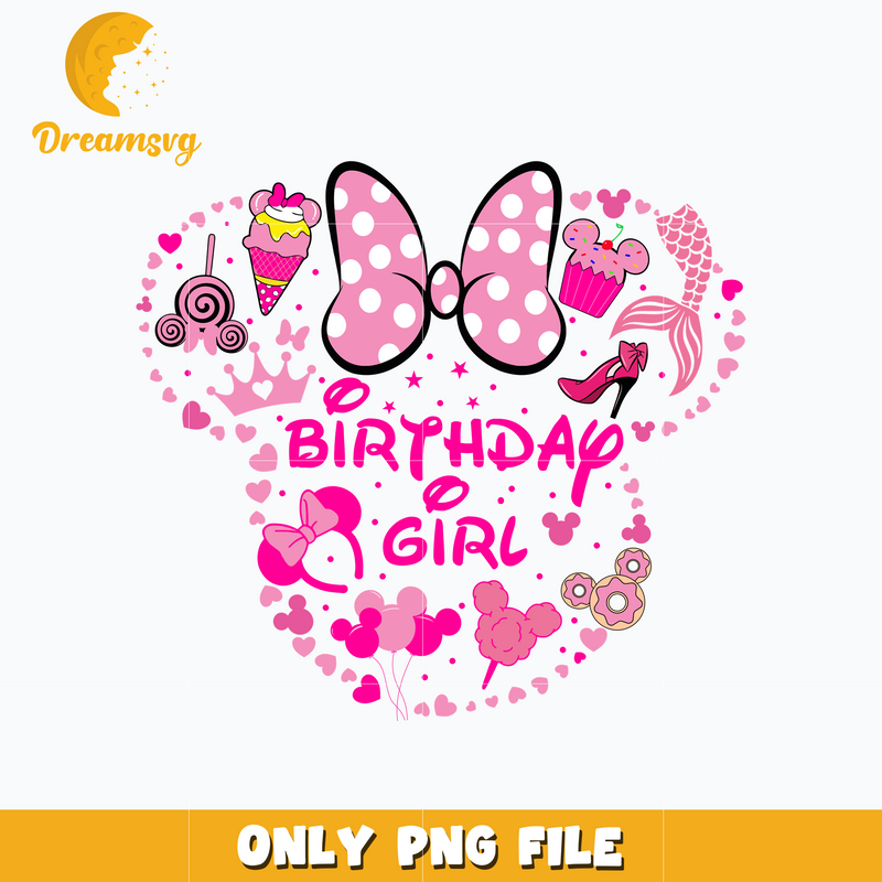 Minnie mouse head birthday girl png