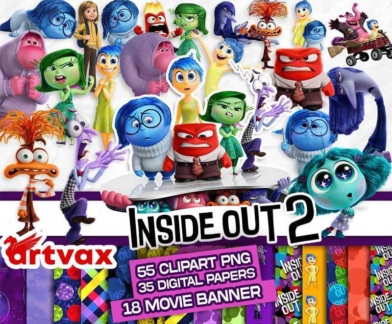 Inside Out 2 characters design png bundle, disney cartoon png, digital download