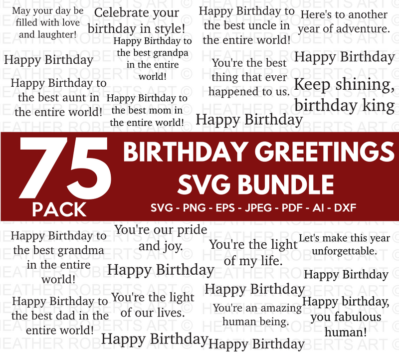 Birthday Greetings SVG Bundle