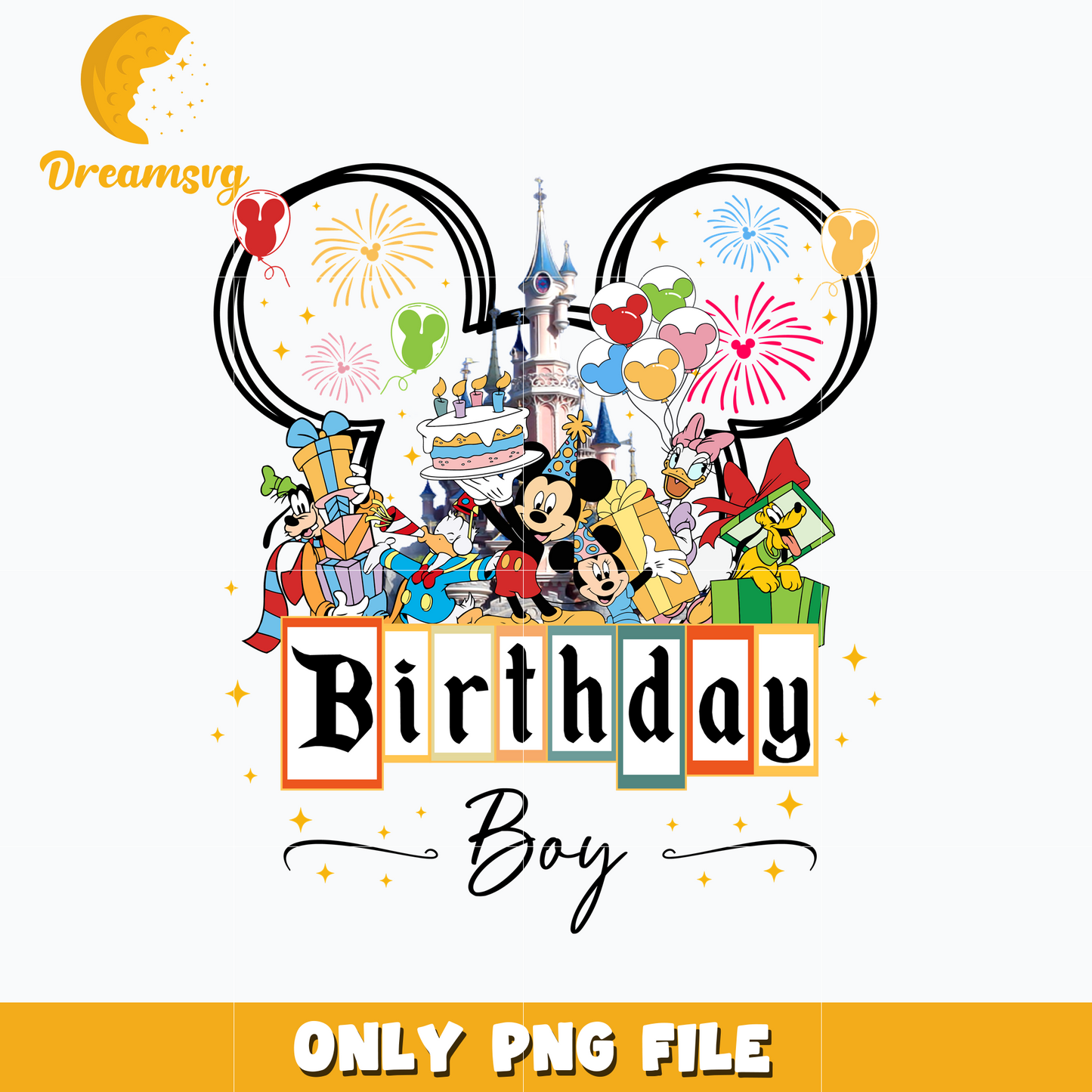 Mickey head castle birthday boy png