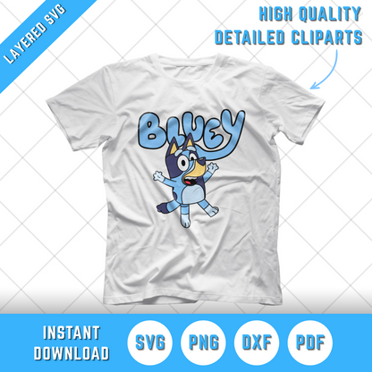 Bluey Clipart Bundle, Bluey the dog SVG Cut Files for Cricut & Silhouette, Instant Download