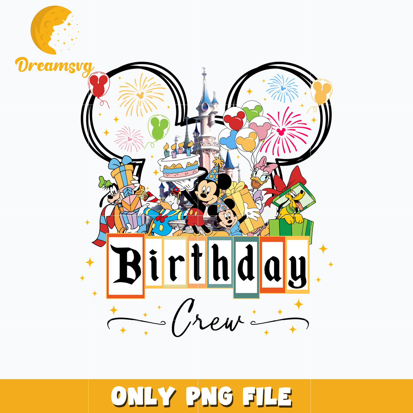 Mickey head castle birthday crew png