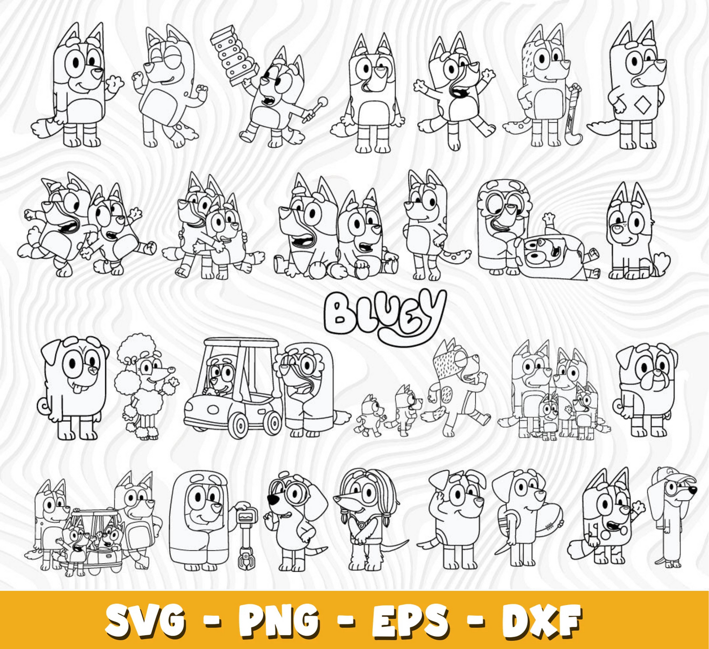 Bluey SVG Bundle, Bluey Birthday SVG, Bluey Alphabet SVG, Bluey and Family Clipart PNG Vector Files