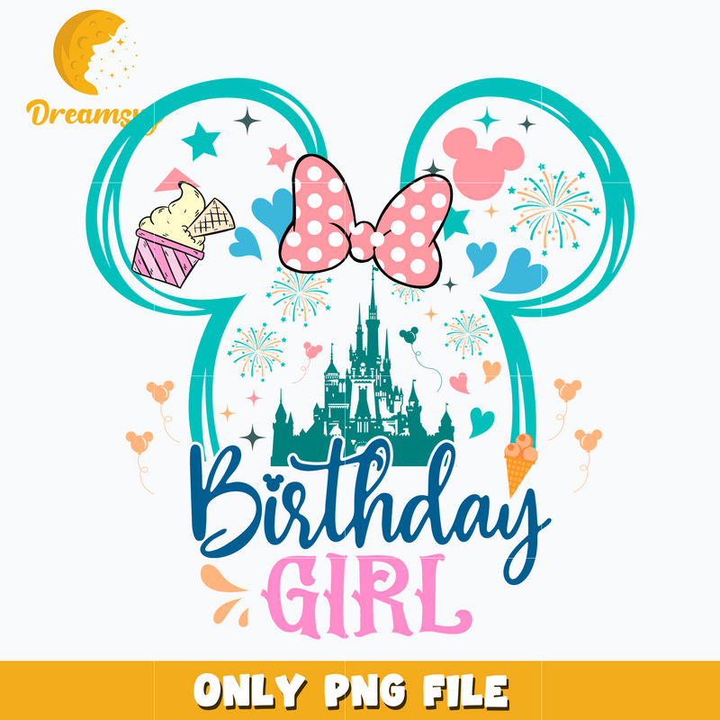 Minnie mouse head birthday girl png