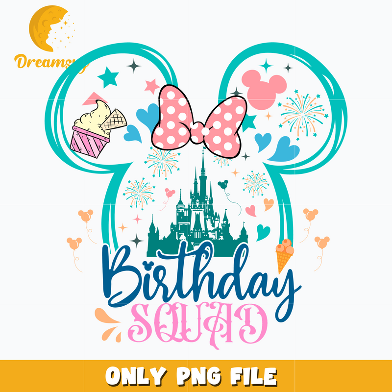 Minnie mouse head birthday squad png