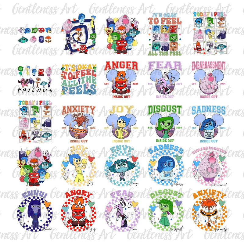 Bundle Inside Out 2 name characters design png