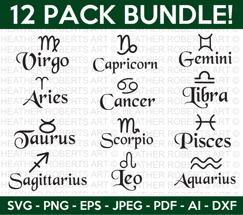 Zodiac Signs SVG Bundle