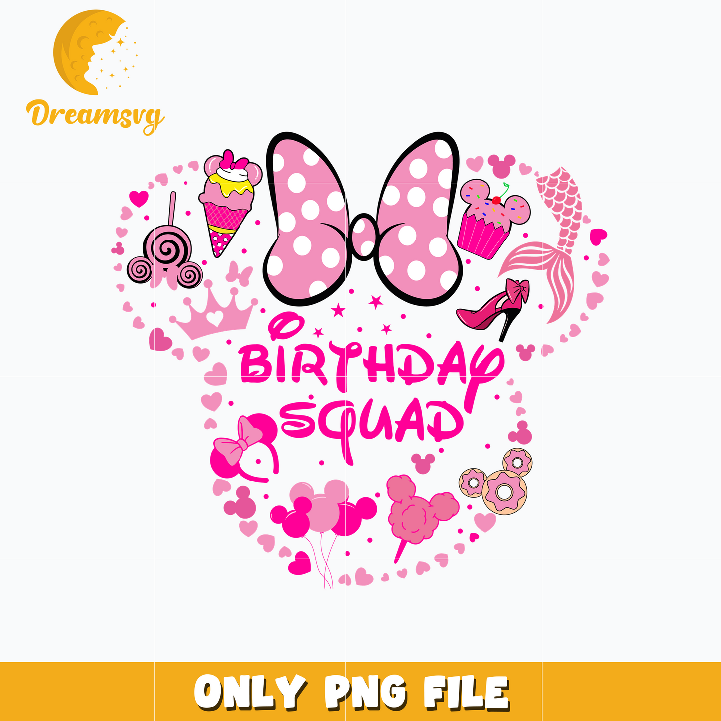 Minnie mouse disney pink birthday squad png
