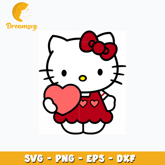 Hello kitty love valentine svg
