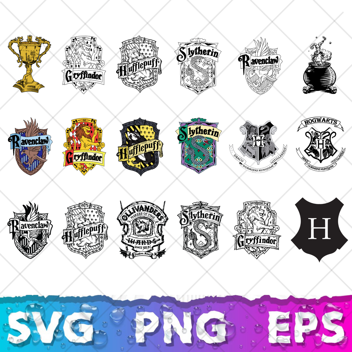 Harry Potter Clipart Bundle, Harry Potter SVG Cut Files for Cricut / Silhouette, Harry Potter Alphabet PNG Vector Files