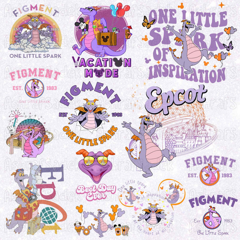 Disney Figment design png bundle