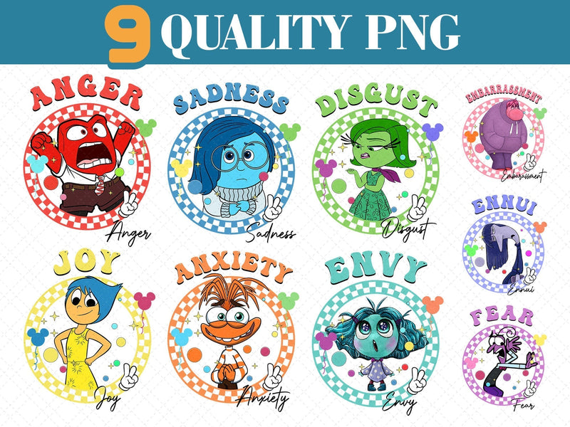 Inside out characters Png bundle, cartoon png, instant digital download