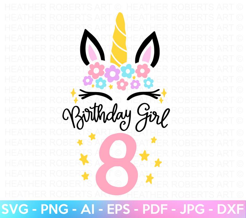 Eighth Unicorn Birthday SVG