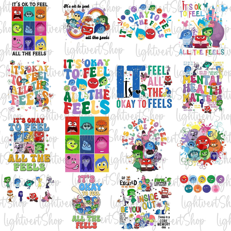 Inside Out 2 quotes design png bundle