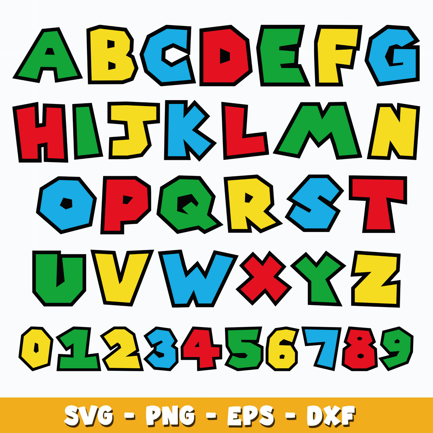 Super Mario SVG Bundle, Mario Birthday SVG, Super Mario Alphabet SVG, Mario Bros Clipart PNG Vector Files